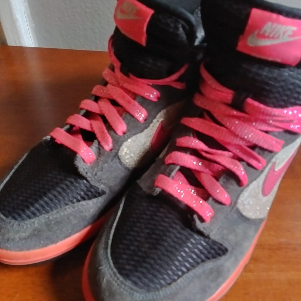 Nike Dunk High 6.0 Premium Pink Black/gray Silver Sequin Women’s sz 9